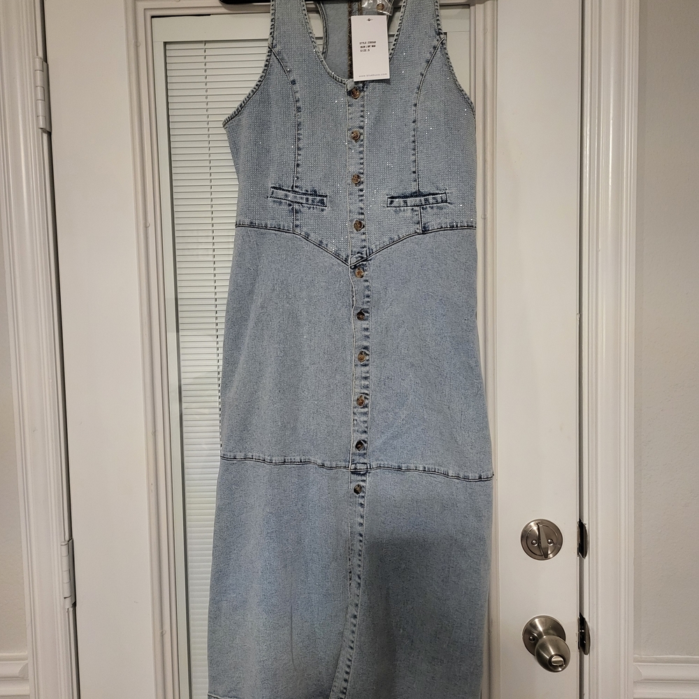 Denim Button-Down Midi Dress